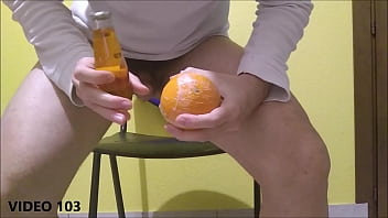 Preview 1 of Pasht0 Xxx - Crazy insertion for my ass (an orange and a bottle) position 3 and the final