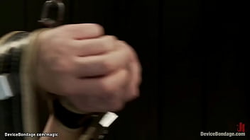 Preview 1 of Blackedman Com - Blond balancing on one leg bondage
