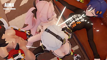 Preview 2 of Sangbros Little Girl - 【ふたなり】【ゼンレスゾーンゼロ】巨根ふたなりリンが邪兎屋の友達とセックスしまくる動画【ゼンゼロ】リン・ニコ・アンビ・ネコマタ猫宮又奈フェラ、パイズリ、種付けプレス