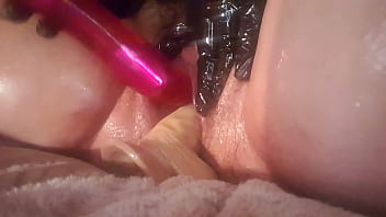 Preview 3 of Pinky Xhamster - First time with two dildos in my furry chubby cunt