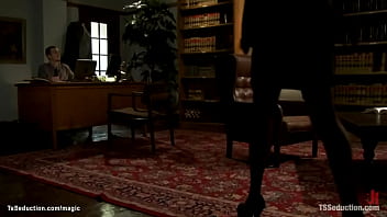 Preview 2 of Big Leg Spreading - Busty black tranny fucks white man