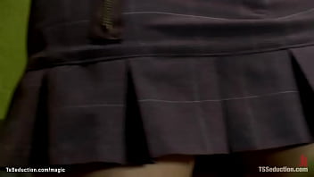 Preview 1 of Xxxxas Hyot - Busty Latin tranny fucks courier