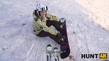 Preview 2 of Gummi Erziehung - HUNT4K. When Husband is Loser,  Wife Fucks any Skier