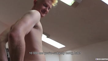 Preview 4 of Fat Carsms - Tall Blonde Guy Needs Some Extra Cash So He Takes The Offer To Stuff A Cock In His Mouth Get Paid - BigStr