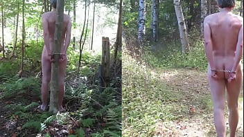 Preview 2 of Yoga Pornstar - Nuisette007 handcuffed in the woods