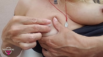 Preview 2 of At 4evr - nippleringlover hot flashing pierced tits and rubbing ice cubes on extreme pierced nipples