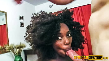Preview 4 of Inden Oprno - Beautiful ebony model quick peeks at cam while taping sex vid