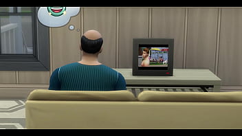 Preview 1 of Bloud Come Raf Time - The sims Twisted family,  when the father watch tv,  the wife have a threesome with the boys