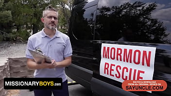 Preview 1 of Cream Job Hand Pussy - Missionary Boys - Cute 18 Year Old Mormon Gets Too Comfy With Rescuer In His Van And Makes Him Cum