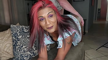 Preview 2 of Dogporn G - Desi Indian tattooed slut gets her brown butt and dark cunt spanked by a white guy&#039_s hands
