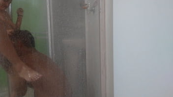 Preview 2 of Gape Bisex - latina wife cheating on cuckold being fucked by black boy in motel bathroom
