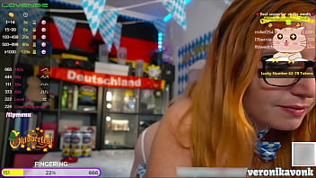Preview 4 of Boy And Boy Pornhap - Massive Big boobs Redhead Celebrates OktoberFest Party in Stream with Her perfect Curvy body almost naked