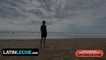 Preview 1 of Tube Girr - Latin Leche - Horny Stud Discovers Three Cute Latino Boys Having Outdoor Fun On Beach And Joins Them