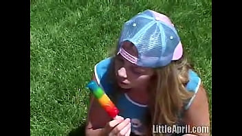 Preview 2 of School Gair - Sweet Little April lollipop Pussy Outdoor