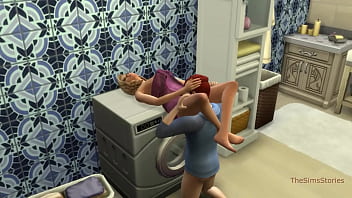 Preview 3 of Sexxcom Vidio - Sims 4,  my voice,  Seducing milf step mom was fucked on washing machine by her step son