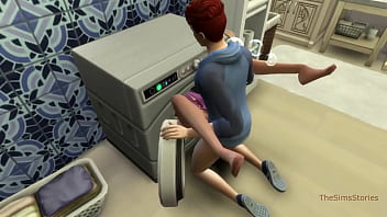 Preview 4 of Sexxcom Vidio - Sims 4,  my voice,  Seducing milf step mom was fucked on washing machine by her step son