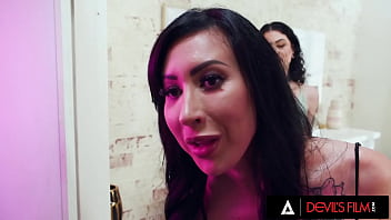 Preview 1 of Francesca Jame - DEVILS FILM - Busty Inked Babes Bang In The Bathroom During A Private Party