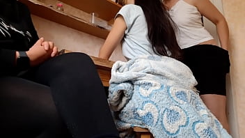 Preview 1 of Vecinas Descuidadas - Our neighbor wanted anal sex and cum in the kitchen - Girls fly orgasm