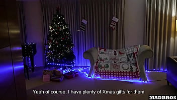 Preview 1 of Cute Girl Porn Video Hd - Two Beautiful Christmas Mothers Blonde Fucked In Anal Under The Tree And DP On A Piano !!!