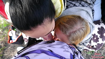 Preview 1 of Xvideo Xxx Teacher And Students - Outdoor double blowjob in a car trunk