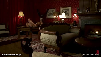 Preview 3 of Dog Vs Girls Seks - Trans doms give footjob to bound man