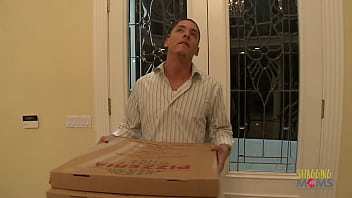 Preview 1 of German Milf Warehouse - Blonde slut paying for pizza with her tight pussy