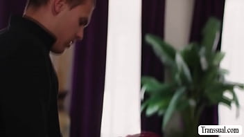 Preview 2 of Son Tales - TS stepmom barebacked front of stepson