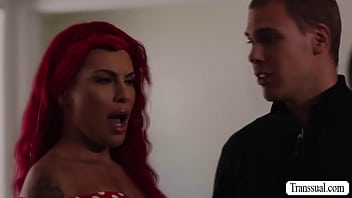 Preview 1 of Son Tales - TS stepmom barebacked front of stepson