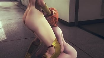 Preview 1 of Yang Yoga - Marvel DC Hentai Futanari - Black Widow Gets Fucked And Sucks Wonder Woman Futa - Japanese Asian Manga Anime Game Porn