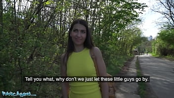Preview 2 of Big Giant Cork - Public Agent Italian Babe Moona Snake in a Tight Yellow Dress