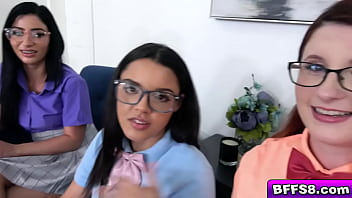 Preview 1 of Teen Sex Girl Foto - Nerd bestfriends starts making out teasing and touching each others bodies