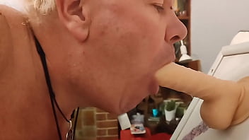 Preview 4 of Jq Zbrg - Chubby in pantyhose with small cock wank squirt and sucking own cum off dildo