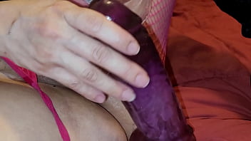 Preview 1 of Chines Girl Forced - 8 inch x 2 inch wide purple dildo destroys my pussy