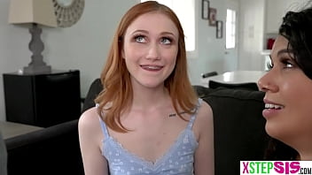 Preview 2 of Chil Tod Sex - 2 minutes make stepbro cum challenge for teen stepsister Harley Haze and her BFF Scarlet Skies
