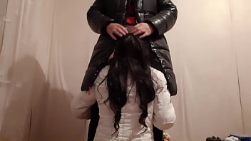 Preview 1 of Radwap Ni Hd - Fucking her in the mouth in a down jacket - Fly girls orgasm