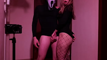 Preview 2 of Nxxnsex Com - Excited Masked Amateur Couple Fucks In Front of a Mirror On Halloween Eve - Fetish Role-Playing Games