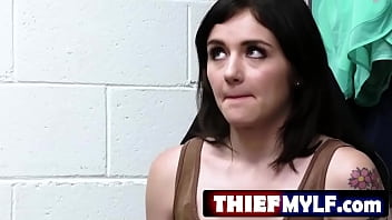 Preview 1 of Baham Tiri - ThiefMYLF.com - When Security Officer Jovan Jordan catches Rosalyn Sphinx stealing she sneakily calls her stepmom McKensie Lee who comes to her aid.