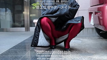 Preview 2 of Gangbang Berjilbab - Walking outdoor in shiny tights