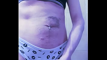 Preview 2 of Mom Banged Teen Com - crossdresser boy jerks off in bathroom