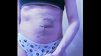 Preview 1 of Mom Banged Teen Com - crossdresser boy jerks off in bathroom