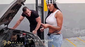 Preview 2 of Desi Sister Chaddi Bra - Mechanic Mariana Martix fixes Duncan Saint&#039_s car in exchange for sex