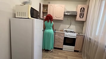 Preview 1 of Vajprubgal Tamar - step Mom with a big ass satisfied her son with her anal in the kitchen