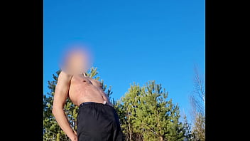 Preview 2 of Mom Giant Boobs Handjob - Teenager in a forest gets clamp/clothespins zipper torn of chest by a tree