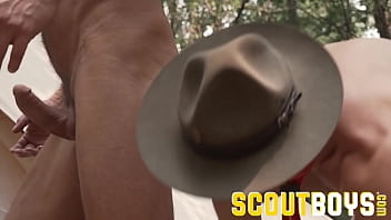 Preview 3 of Student Violated - ScoutBoys - Hung tattooed DILF barebacks hot young Boy Scout in forest