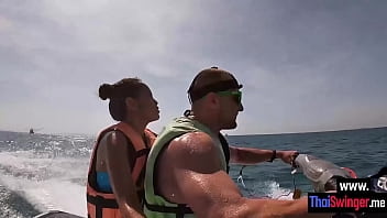 Preview 2 of 3gpking Saxcom - Perverted big dick guy experienced amazing amateur blowjob on a speedboat