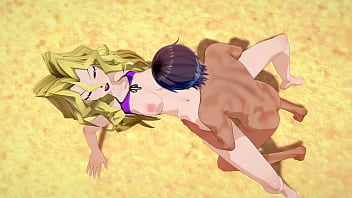 Preview 2 of Sleeping Girl Attack - Yu Gi Oh - Mai Valentine gets creampied on a beach
