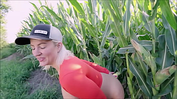 Preview 1 of Rare Video Cutes - Sam Zee Play With Real Corn In Field Pussy/Ass &amp_ Fucked DP