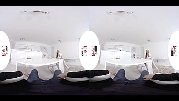 Preview 1 of Beautiful Girl Romantic Sexy - VIRTUAL TABOO - Home Lesson With Two Dicks