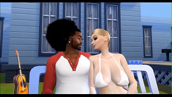 Preview 1 of Alia Butt Saxy Fuck Video - White bimbo milf fucks black pool guy while family is away