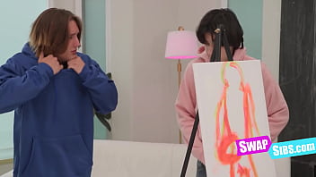 Preview 1 of Boaz Xxx - Nude Dudes Swap School Prudes During Art Session (Step Sis Swap)